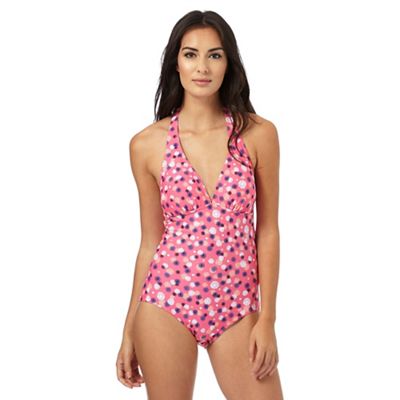 Beach Collection Pink dandelion print swimsuit